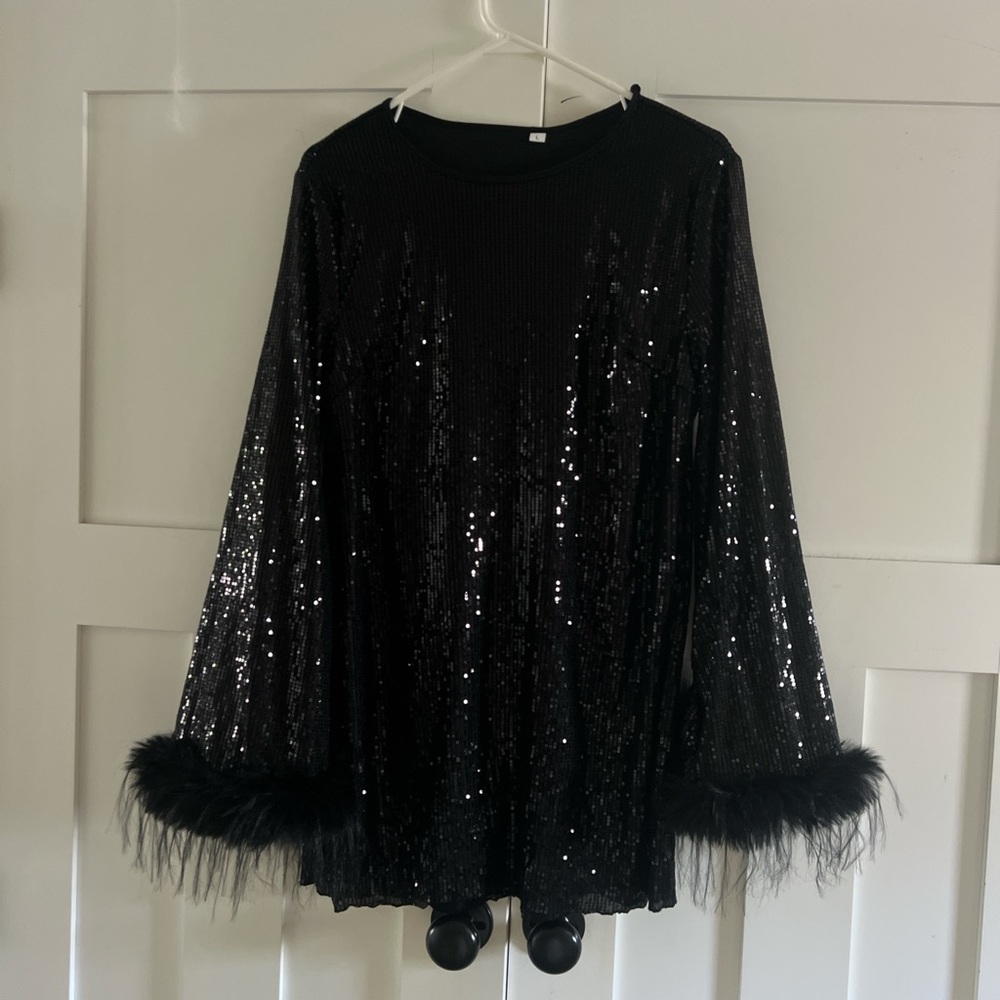 SHEIN Black Sequin Mini Dress